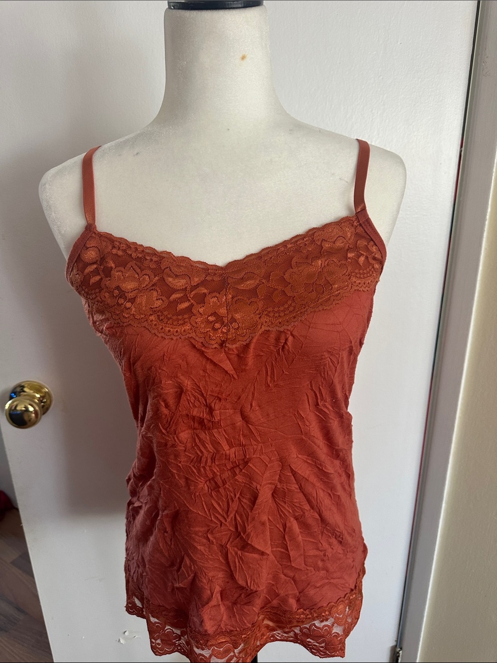 dressbarn Rust Orange Lace Cami Tank Top